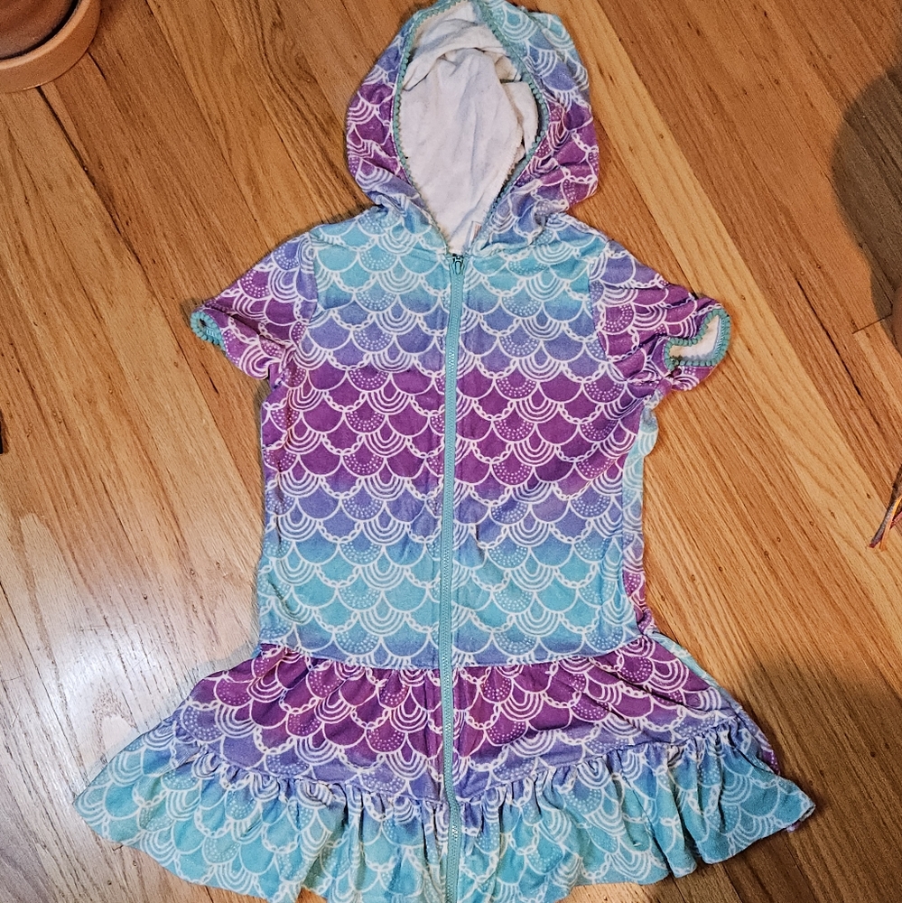 Cat & Jack Teal Mermaid Print Zip-Up Hoodie Bath Robe